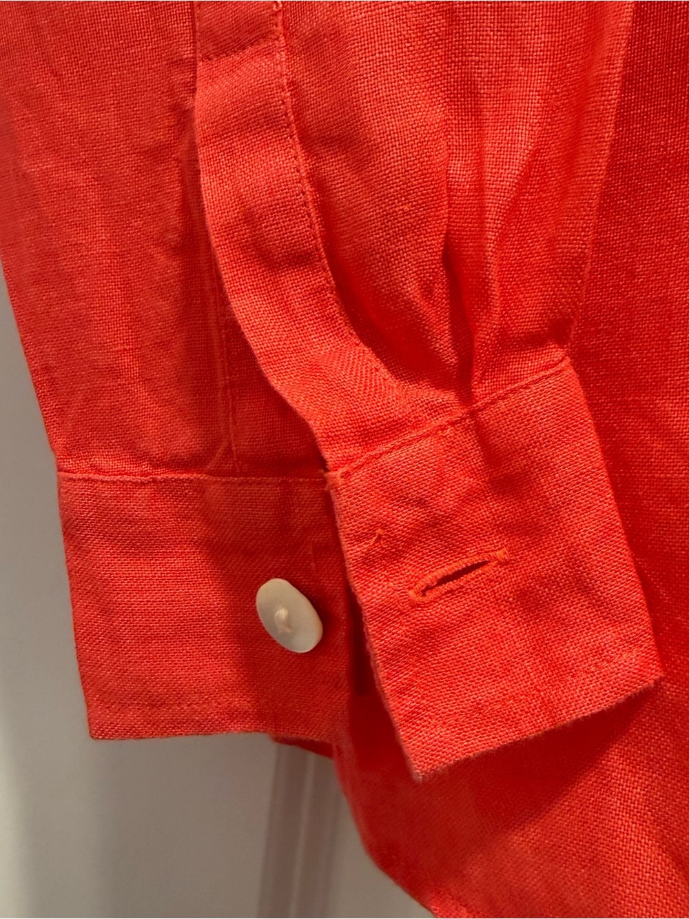 Talbots Bright Red Button-Front Linen Blend Shirt - Picture 5 of 6